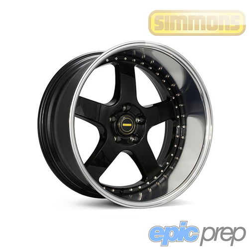 Simmons FR-1 Flow Form Gloss Black Mirror Lip Wheel 20x10" 5x120 4"BS -38.1ET